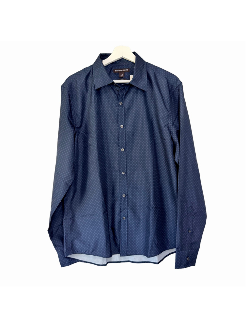 Michael Kors New Slim Fit Dress Shirt Men's Size Large Blue Moisture Wicking